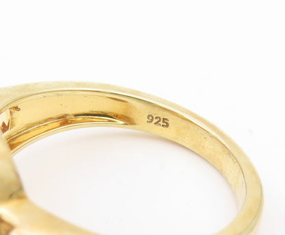 925 Sterling Silver Vintage Ring Gold Plated Citrine & Sapphire  Sz 7  RG34696