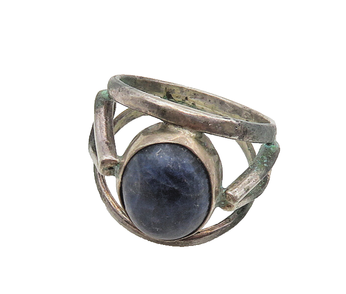 925 Sterling Silver  Vintage Cabochon Cut Sodalite Band Ring Sz 5.5  RG17487