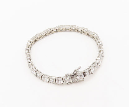 925 Sterling Silver  Vintage Delicate Cubic Zirconia Tennis Bracelet  BT10122