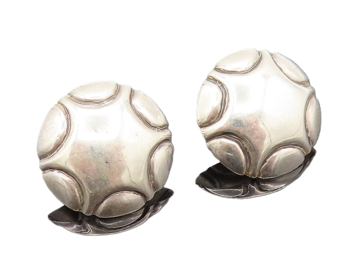925 Sterling Silver  Vintage Etched Star Dome Fashion Earrings  EG12304