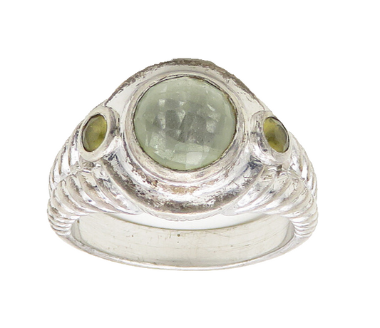 JUDITH RIPKA 925 Sterling Silver Vintage Multi Color Topaz Ring Sz 11 RG18802