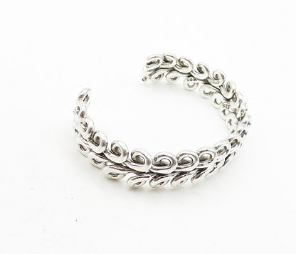 MEXICO 925 Sterling Silver  Shiny Polished Swirl Design Cuff Bracelet  BT1701