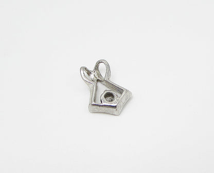 925 Sterling Silver  Round Cut White Cubic Zirconia Slider Pendant  PT2141