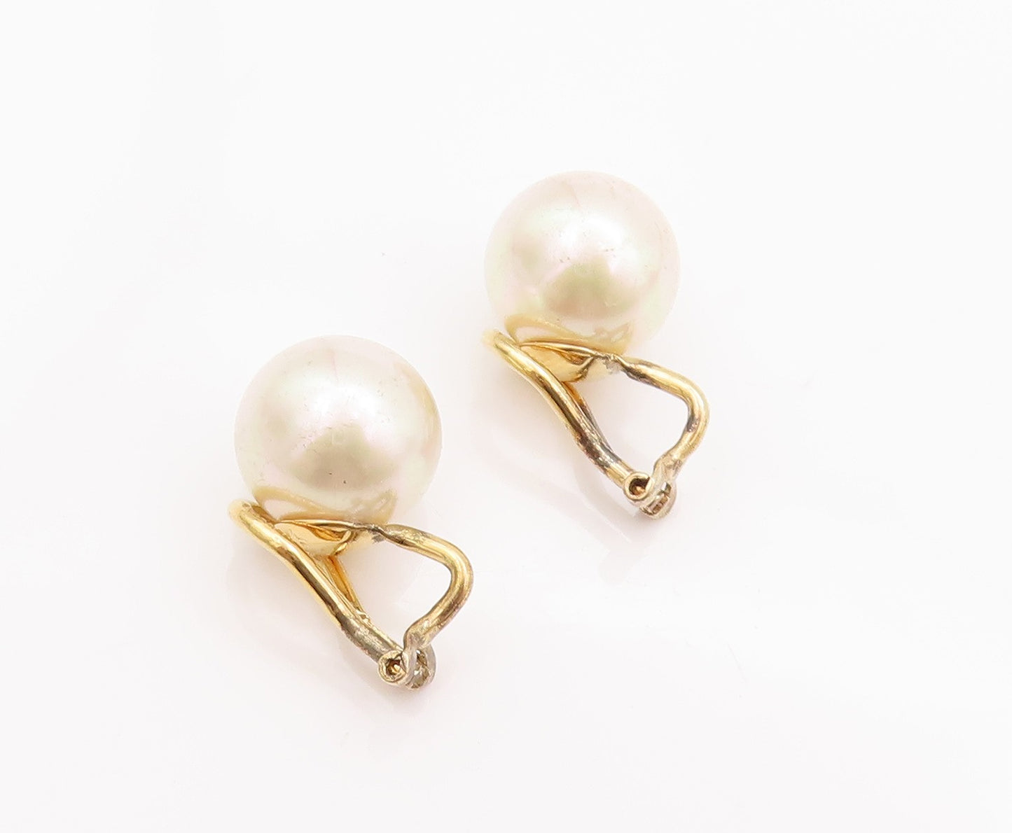 925 Sterling Silver Vintage Earrings MAJORICA Gold Plated Pearls Beaded  EG12976
