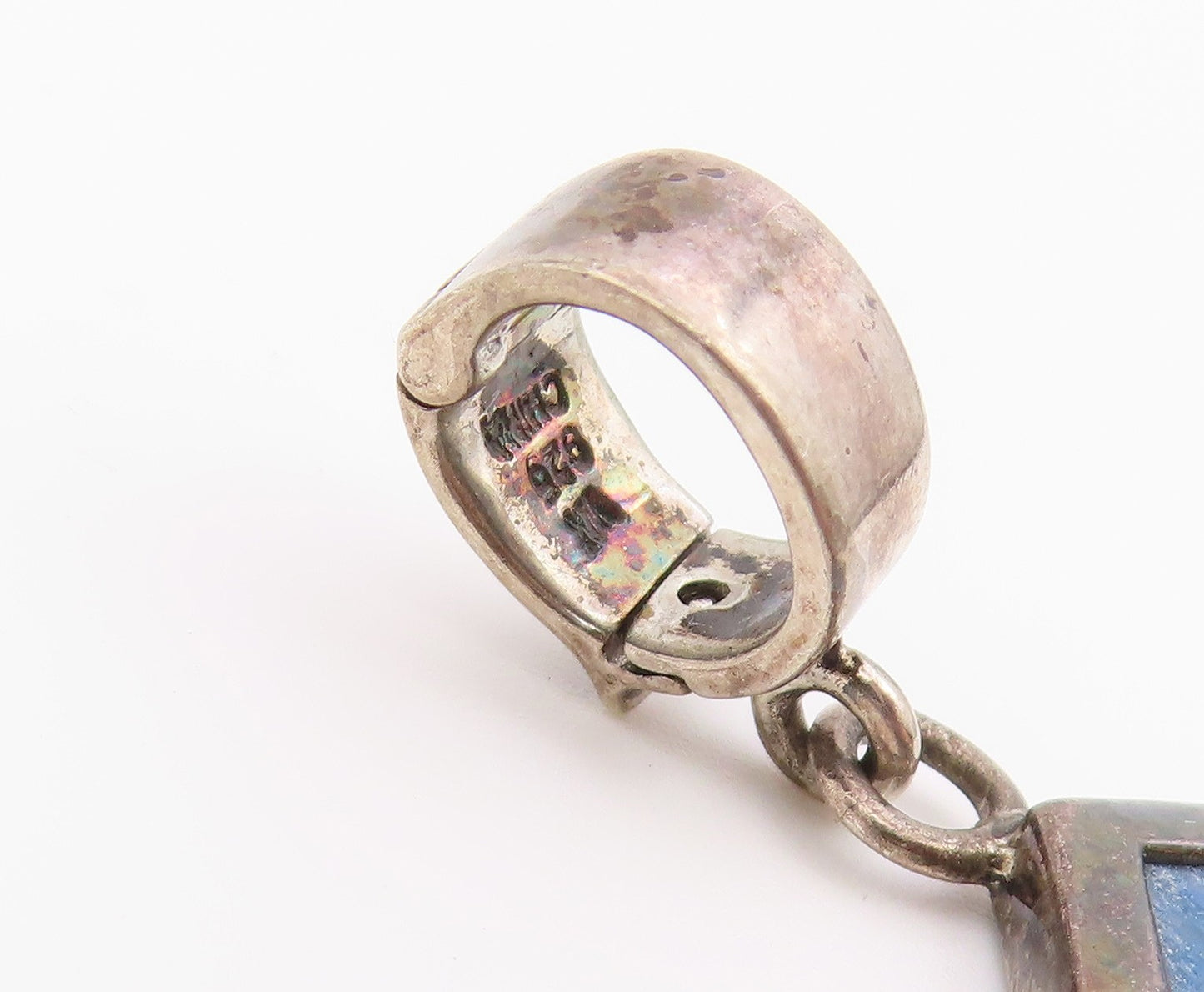 925 Sterling Silver Vintage Pendant WHITNEY KELLY Sodalite Holy Cross  PT26373