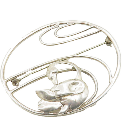 SUSAN FOSTER 925 Sterling Silver  Vintage Shiny Swan Motif Brooch Pin  BP7065