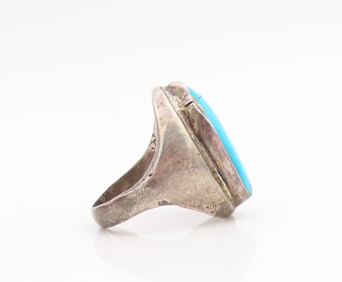 925 Sterling Silver Vintage Ring NAVAJO ZUNI Turquoise Band  Sz 11.5  RG34809