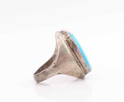 925 Sterling Silver Vintage Ring NAVAJO ZUNI Turquoise Band  Sz 11.5  RG34809