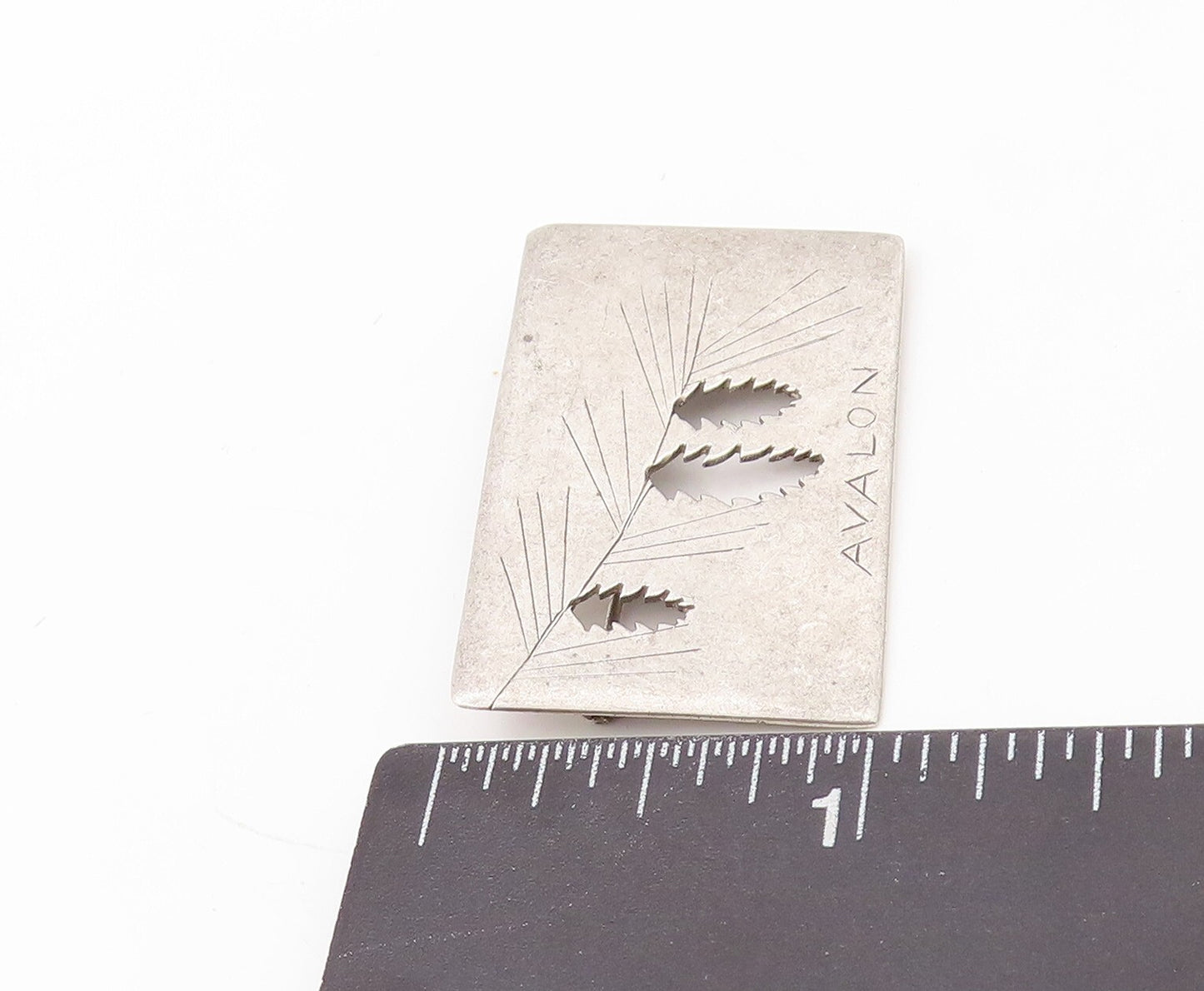 925 Sterling Silver Vintage Brooch Pin Designer Cutout AVALON Etched  BP11174