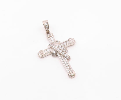 925 Silver  Vintage Cubic Zirconia Wrapped Religious Cross Pendant  PT20499