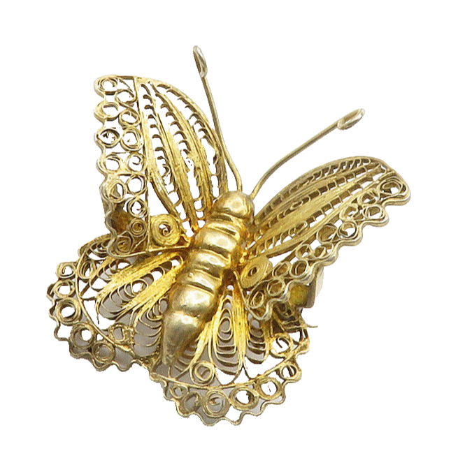 925 Sterling Silver  Vintage Swirl Filigree Butterfly Motif Brooch Pin  BP5641