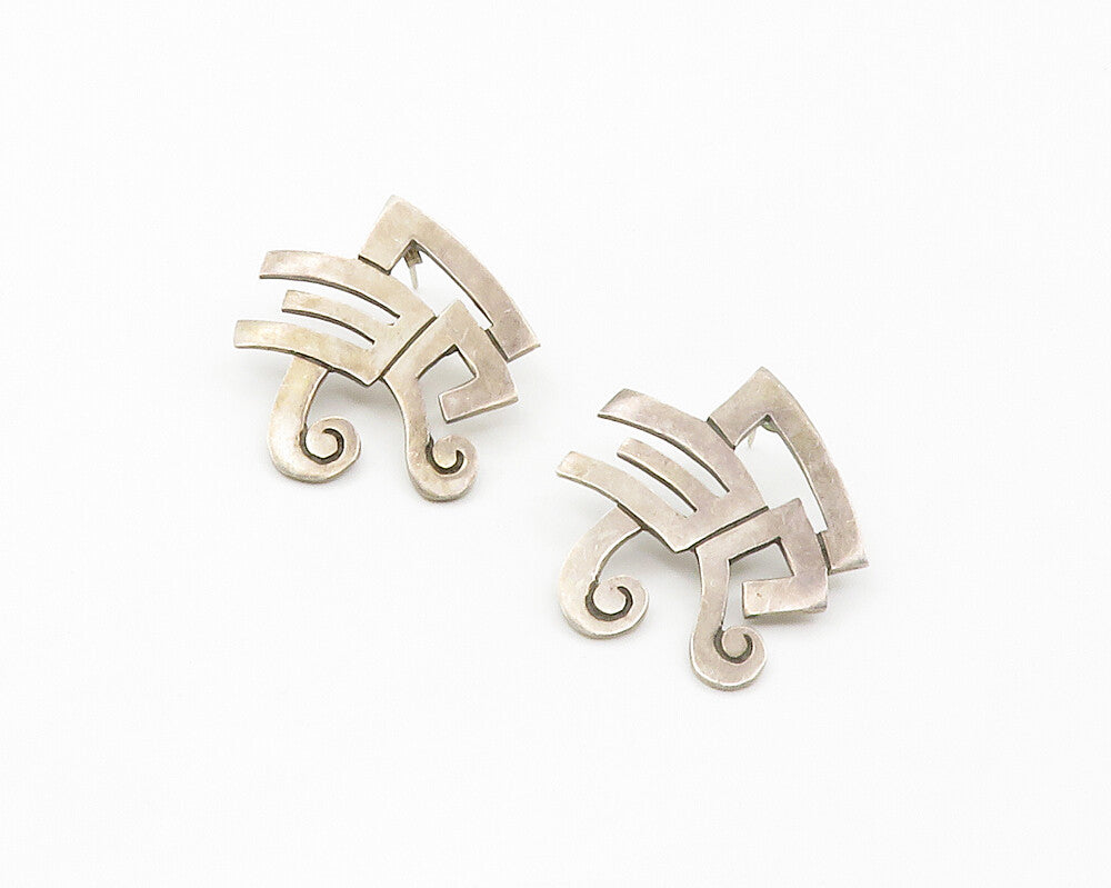 925 Sterling Silver  Vintage Smooth Dark Tone Design Drop Earrings  EG7441