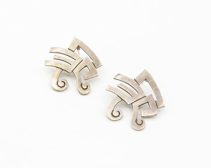 925 Sterling Silver  Vintage Smooth Dark Tone Design Drop Earrings  EG7441