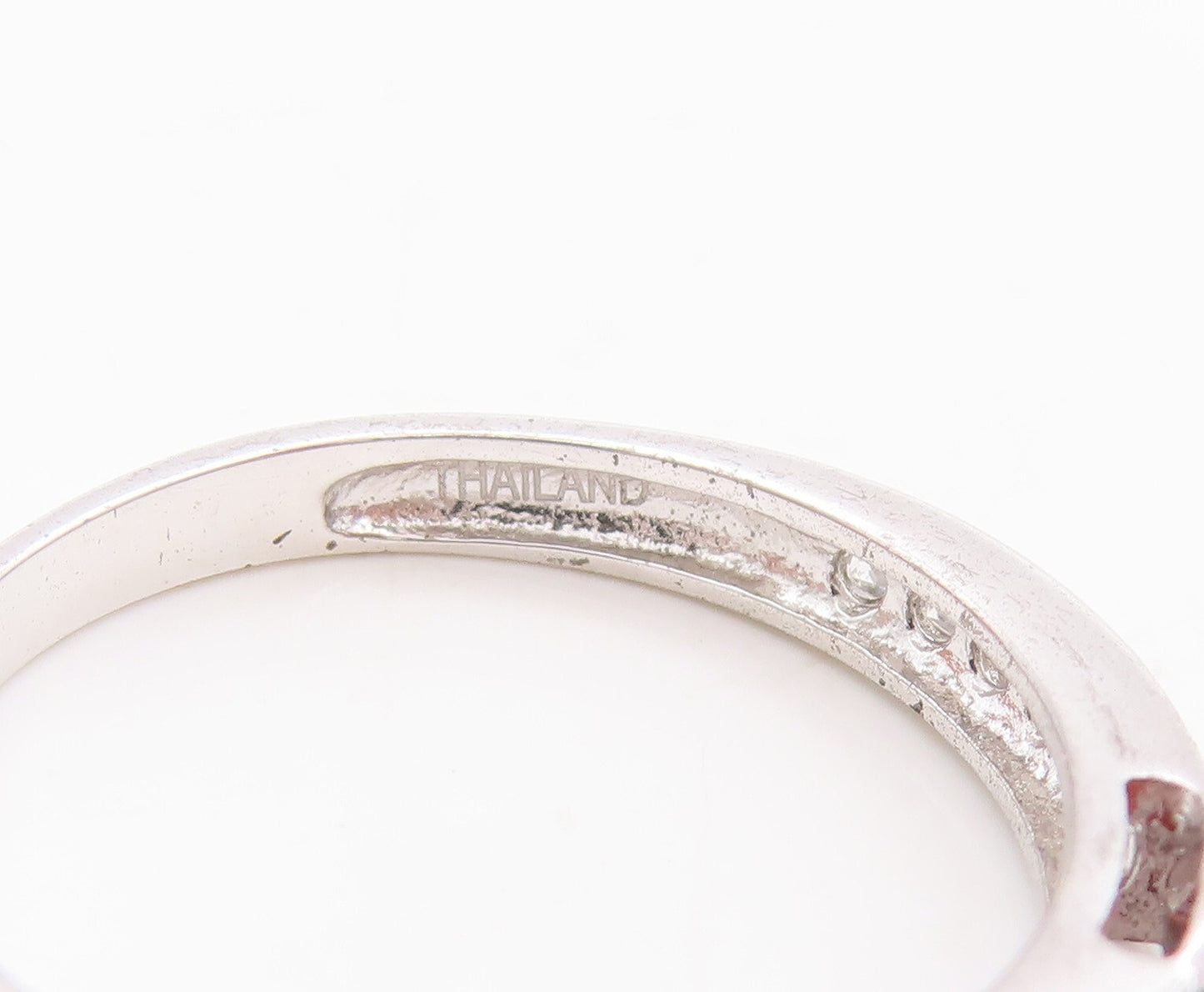 925 Sterling Silver Vintage Ring Oval Gemstones & Real Diamonds  Sz 7  RG29447