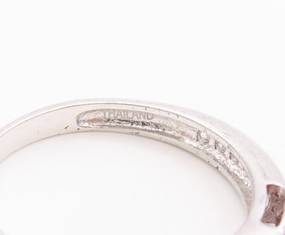 925 Sterling Silver Vintage Ring Oval Gemstones & Real Diamonds  Sz 7  RG29447