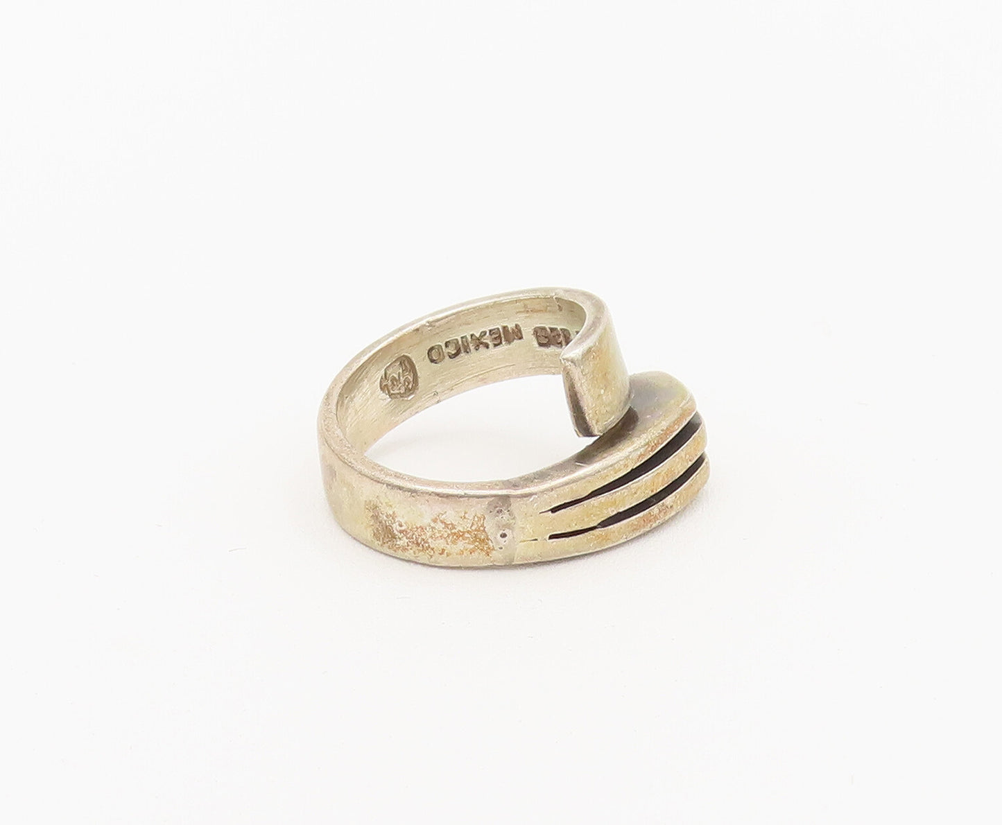 925 Sterling Silver Vintage Ring MEXICO Solid Cutout End Bypass  Sz 6.5 RG27927