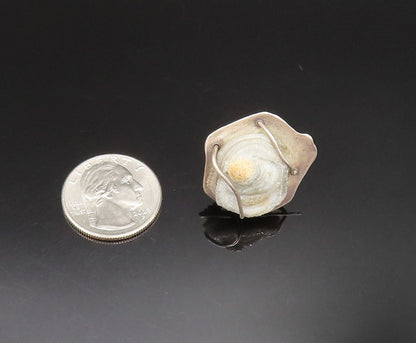 925 Sterling Silver  Vintage Carved Drusy Quartz Seashell Cufflinks  TR3353