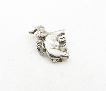 925 Sterling Silver  Vintage Petite Dark Tone Elephant Motif Pendant  PT6942