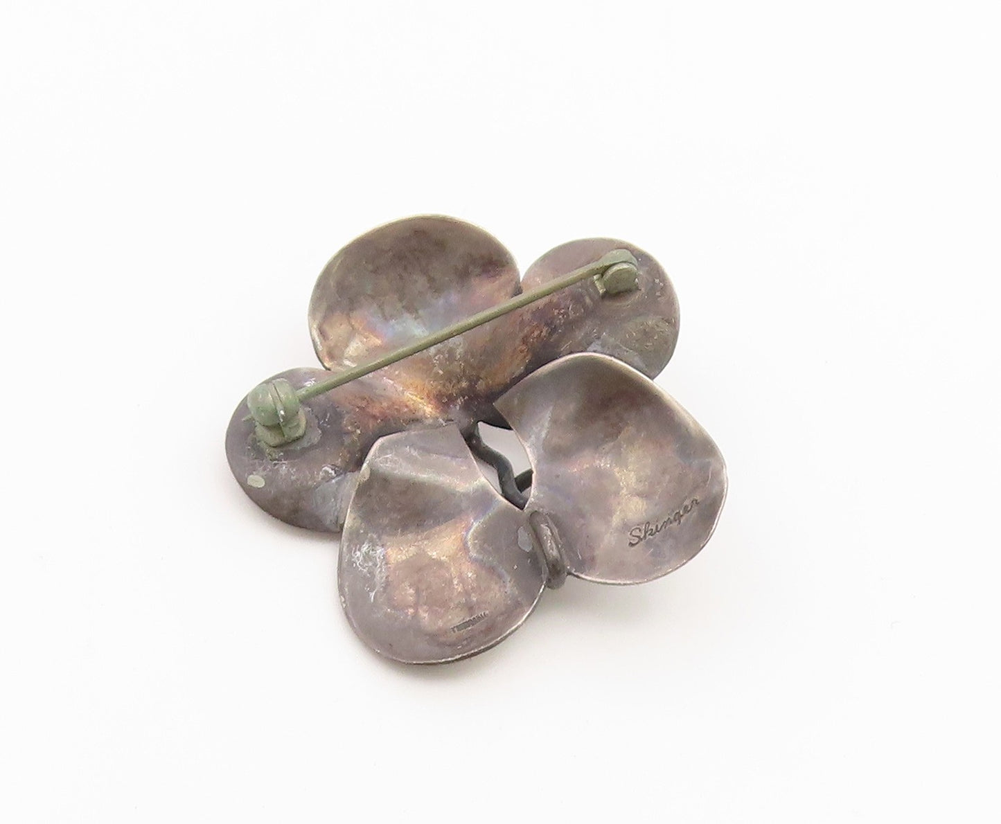925 Sterling Silver Vintage Brooch Pin JOSEPH SKINGER Floral Petal  BP12659