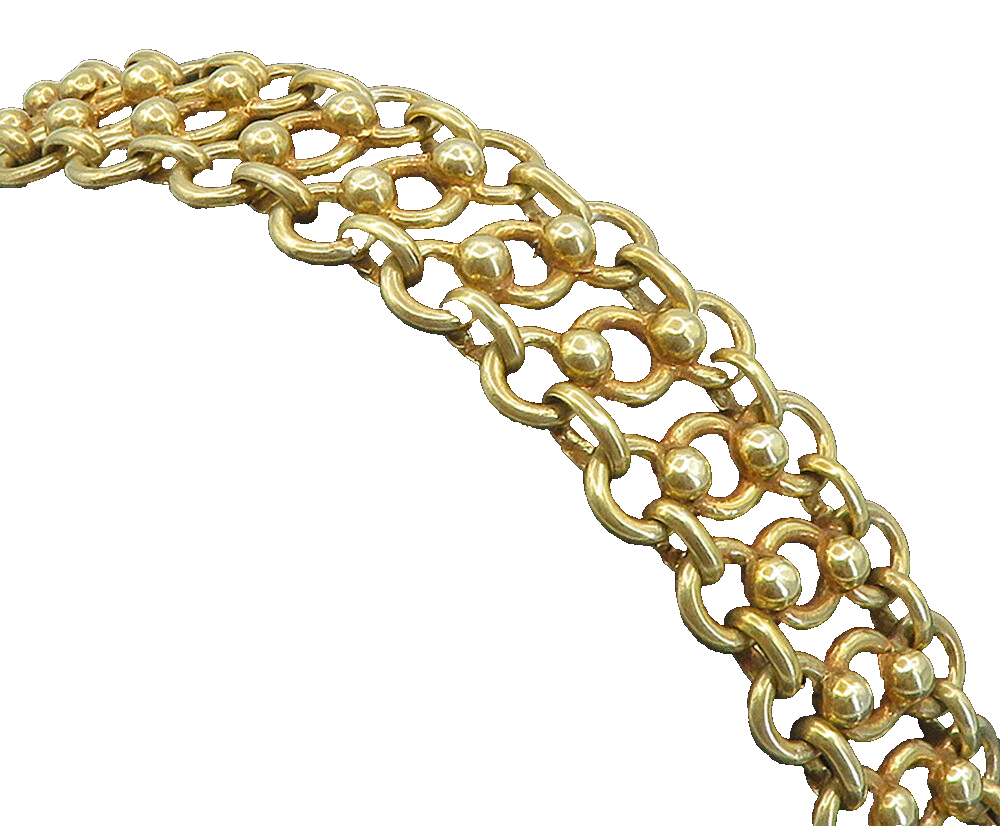 MEXICO 925 Silver  Vintage Gold Plated Open Circle Link Chain Bracelet  BT3997