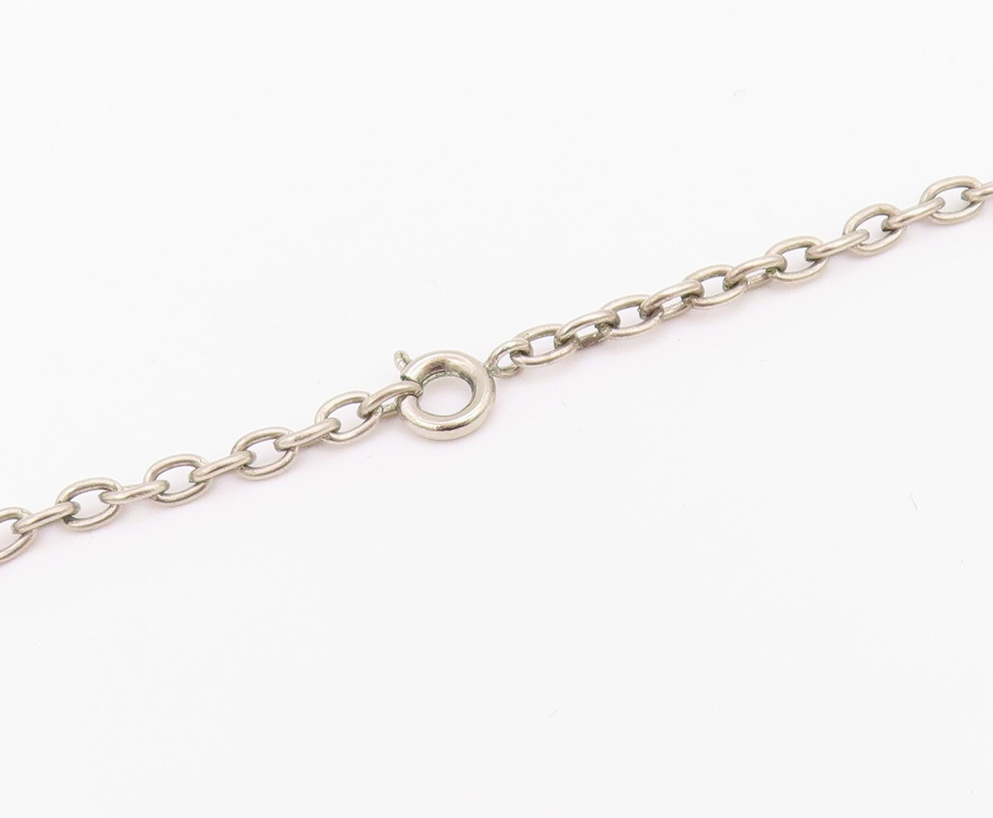 925 Sterling Silver  Vintage Dark Tone Floral Motif Chain Necklace  NE3566