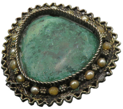 ISRAEL 925 Silver  Vintage Eilat Stone & Petite Pearls Brooch Pin  BP5498