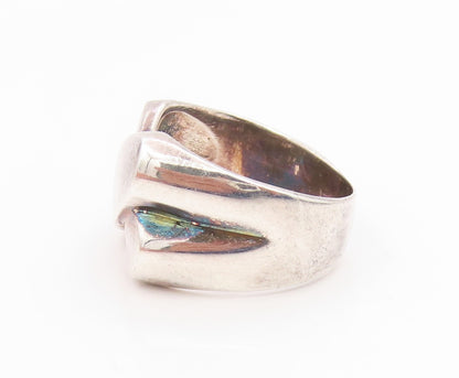 925 Sterling Silver Vintage Ring Modernist Solid Crossover Band  Sz 10  RG35596
