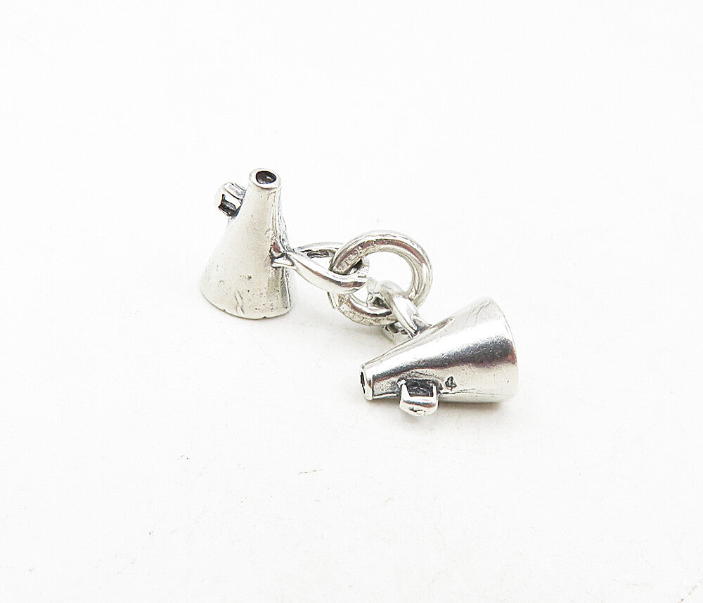 925 Sterling Silver  Vintage Petite Double Megaphone Charms Pendant  PT6712