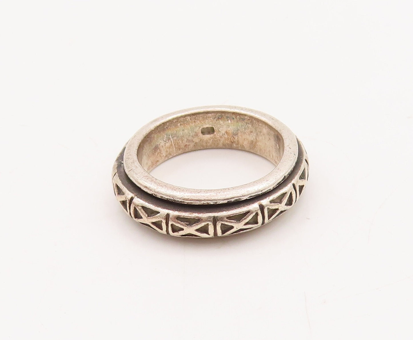 925 Sterling Silver Vintage Ring Minimalist Solid Carved 'x'   Sz 5.5  RG29097