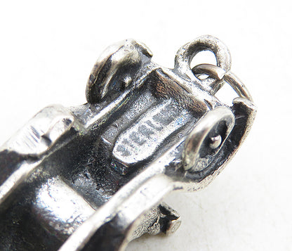 925 Sterling Silver  Vintage Petite Oxidized Old Fashioned Car Pendant  PT6860