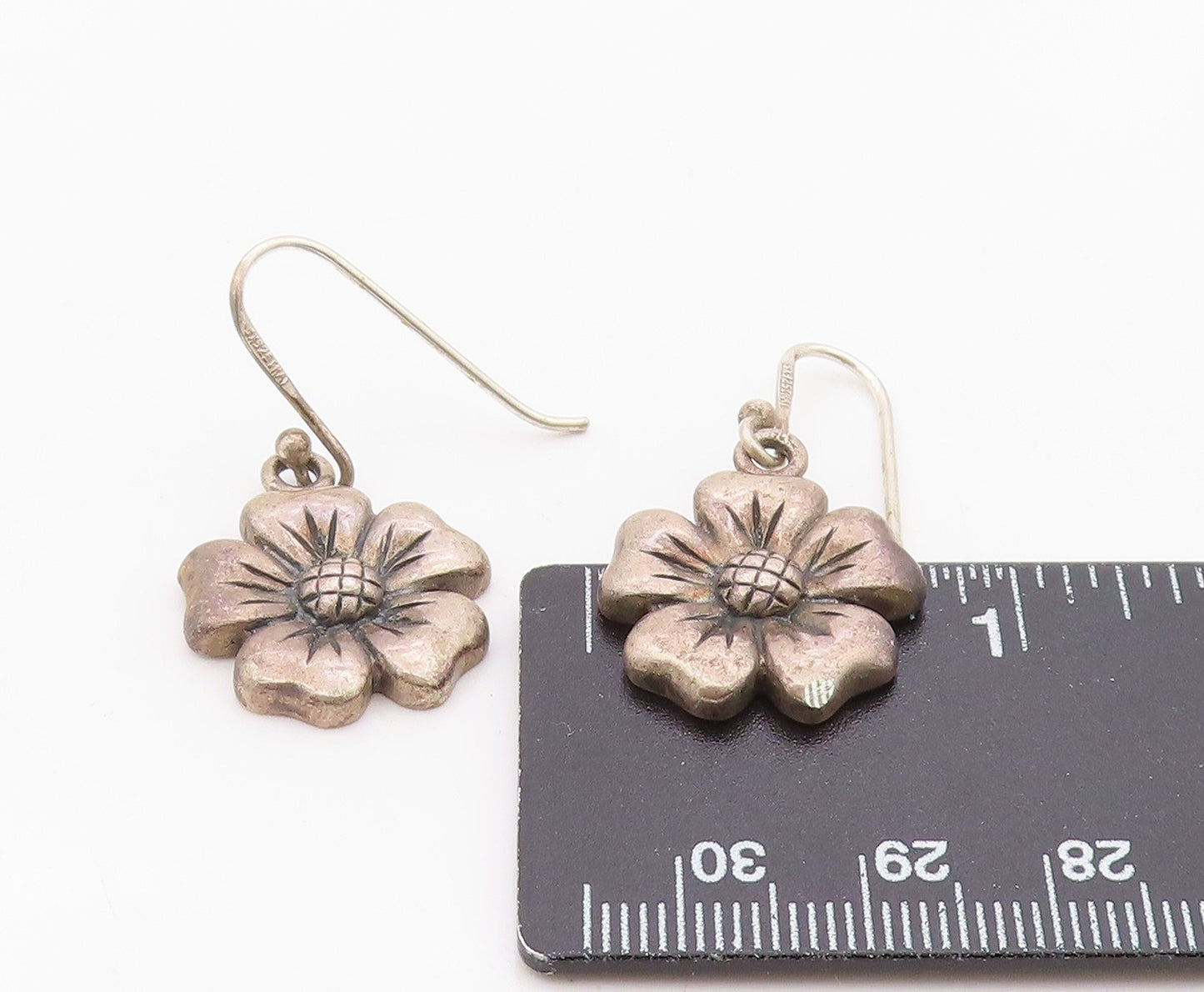 925 Sterling Silver Vintage Earrings Classic Botanical Floral Dangle  EG14403