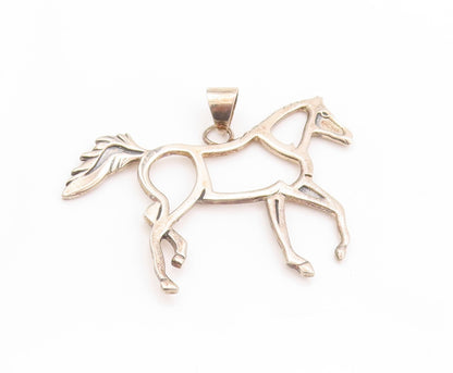 925 Sterling Silver Vintage Pendant Modernist Stencil Cutout Horse  PT24227