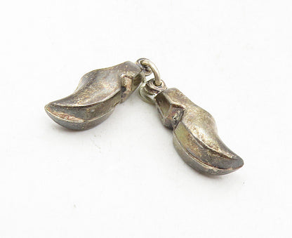 925 Sterling Silver  Vintage Antique Dark Tone Petite Shoes Pendant  PT7018