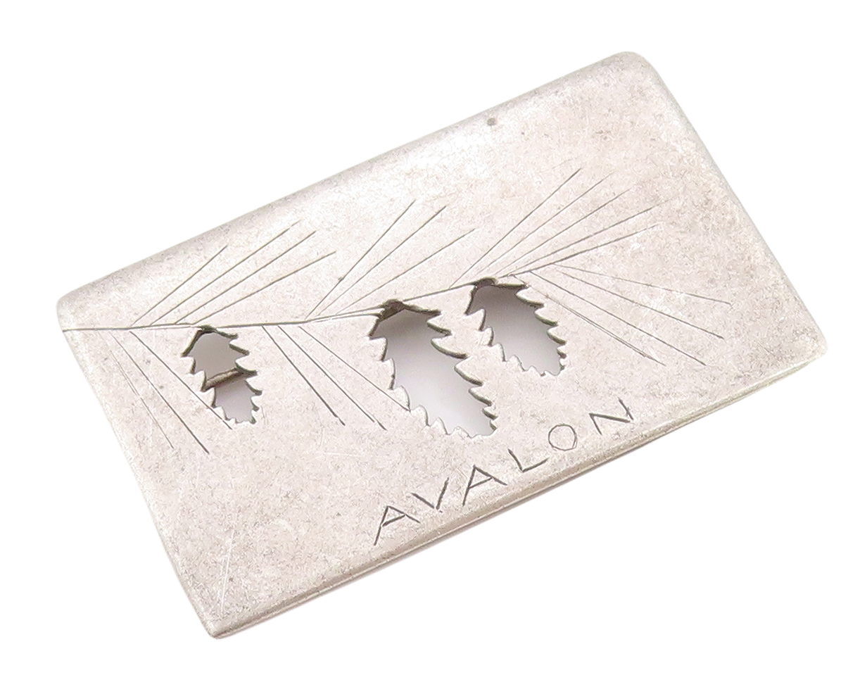 925 Sterling Silver Vintage Brooch Pin Designer Cutout AVALON Etched  BP11174