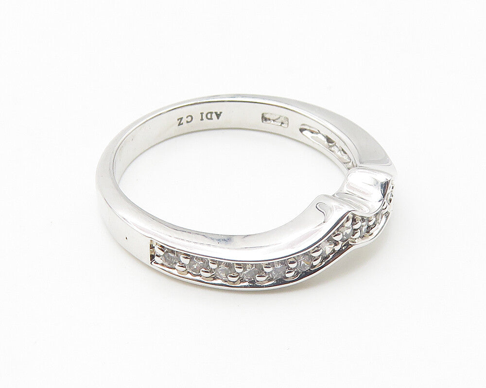 925 Sterling Silver  Petite White Topaz Shiny Band Ring Sz 7  RG10270
