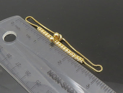 Gold Over 925 Silver  Cubic Zirconia Adjustable Child Box Chain Bracelet BT1101