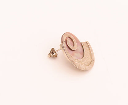 ZEALANDIA 925 Sterling Silver  Vintage Spiral Mother Of Pearl Earrings EG12478