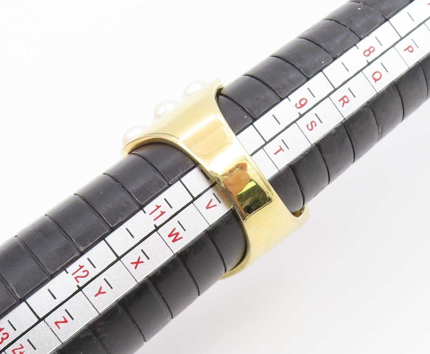 925 Sterling Silver Vintage Ring Gold Plated Multi Row Pearl Band Sz 10 RG36783