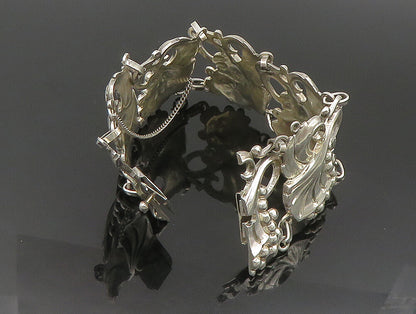 VIKINGCRAFT 925 Silver  Vintage Shiny Leaf Vine & Grapes Bracelet  BT9357