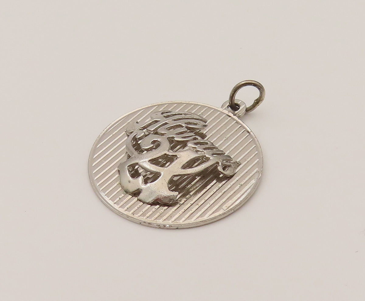925 Sterling Silver  Vintage 3D Always 21 Linear Textured Pendant  PT21936