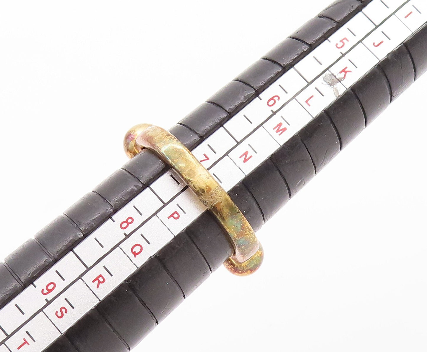 925 Sterling Silver Vintage Ring Gold Plated Bead Carved & Gemstone Sz 7 RG29625