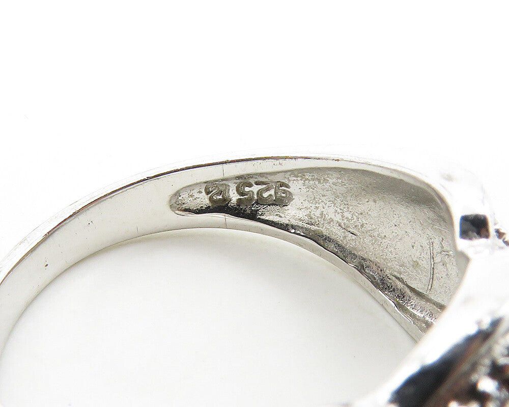 925 Sterling Silver  Shiny Polished Genuine Diamonds Band Ring Sz 7  RG18385