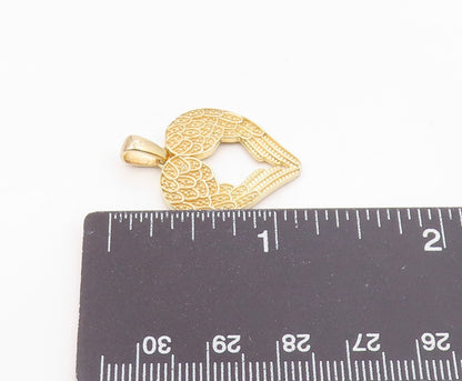 925 Sterling Silver  Vintage Genuine Diamond Angel Wings Heart Pendant PT15768