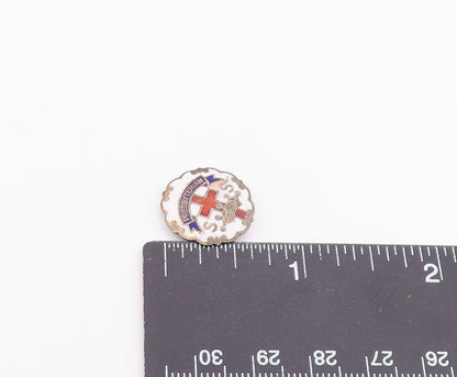 925 Sterling Silver Vintage Enamel Presbyterian Church Brooch Pin BP8606