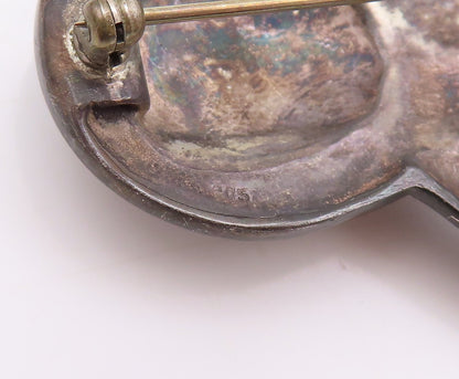 925 Sterling Silver Vintage Brooch Round CZ Early Slavs Dancing Man  BP11629