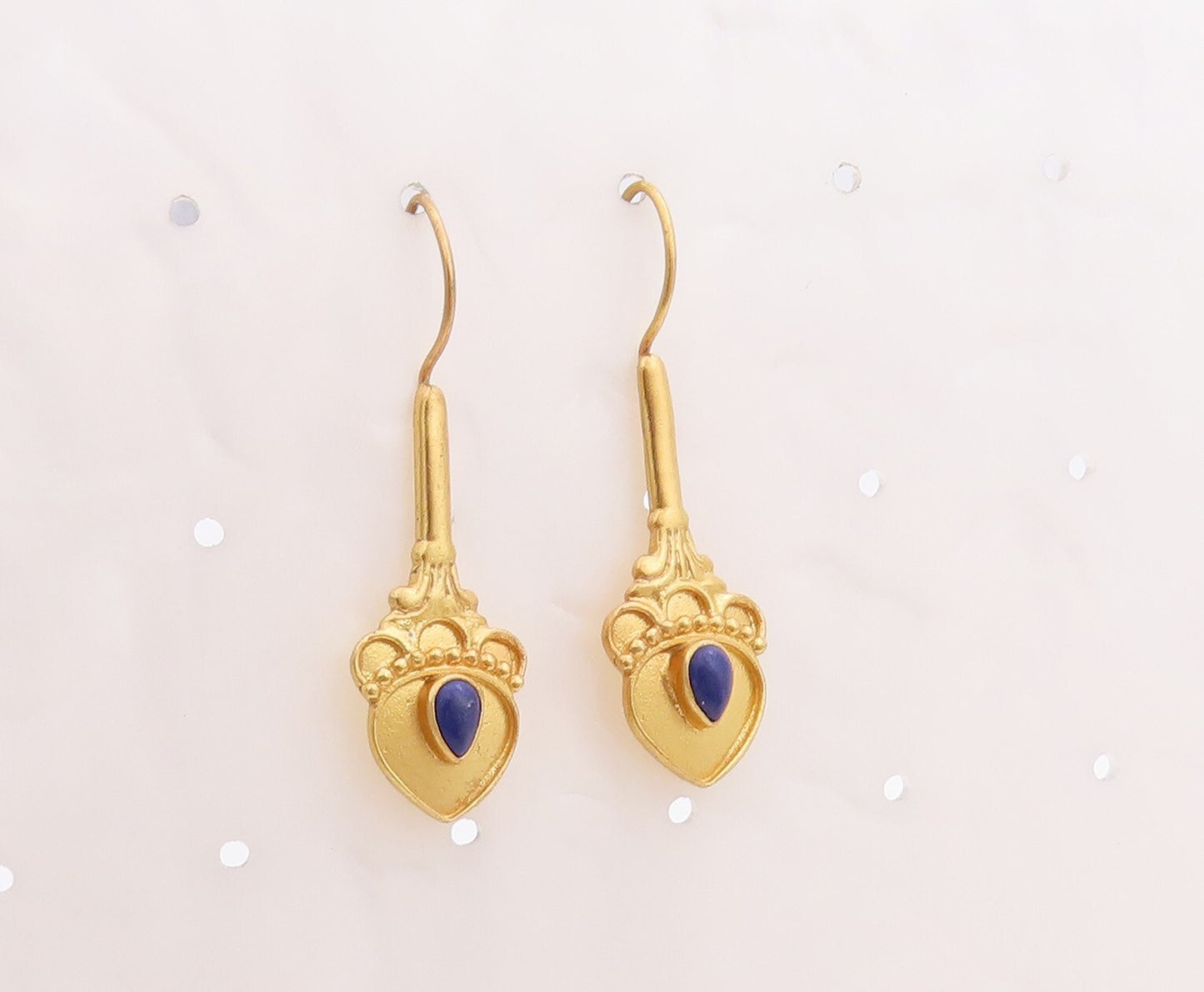 925 Sterling Silver Vintage Earrings Gold Plated Drop Gemstone Flower  EG13188