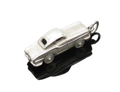 925 Sterling Silver  Vintage Shiny Old Fashioned Car Drop Pendant  PT14923