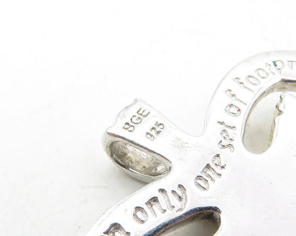 925 Sterling Silver  Vintage Shiny Religious Quote Love Heart Pendant  PT7240