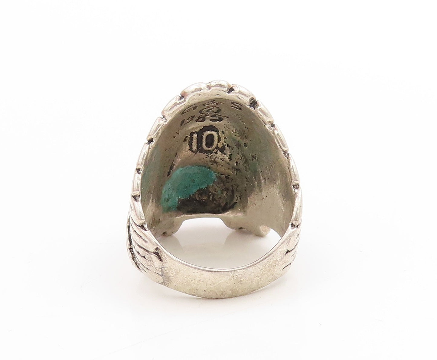 925 Sterling Silver Vintage Ring G & S Native Chief Warrior Band  Sz 10  RG34013