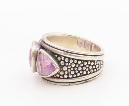925 Sterling Silver Vintage Ring Square & Triangle Cut Amethyst  Sz 6.5  RG33262